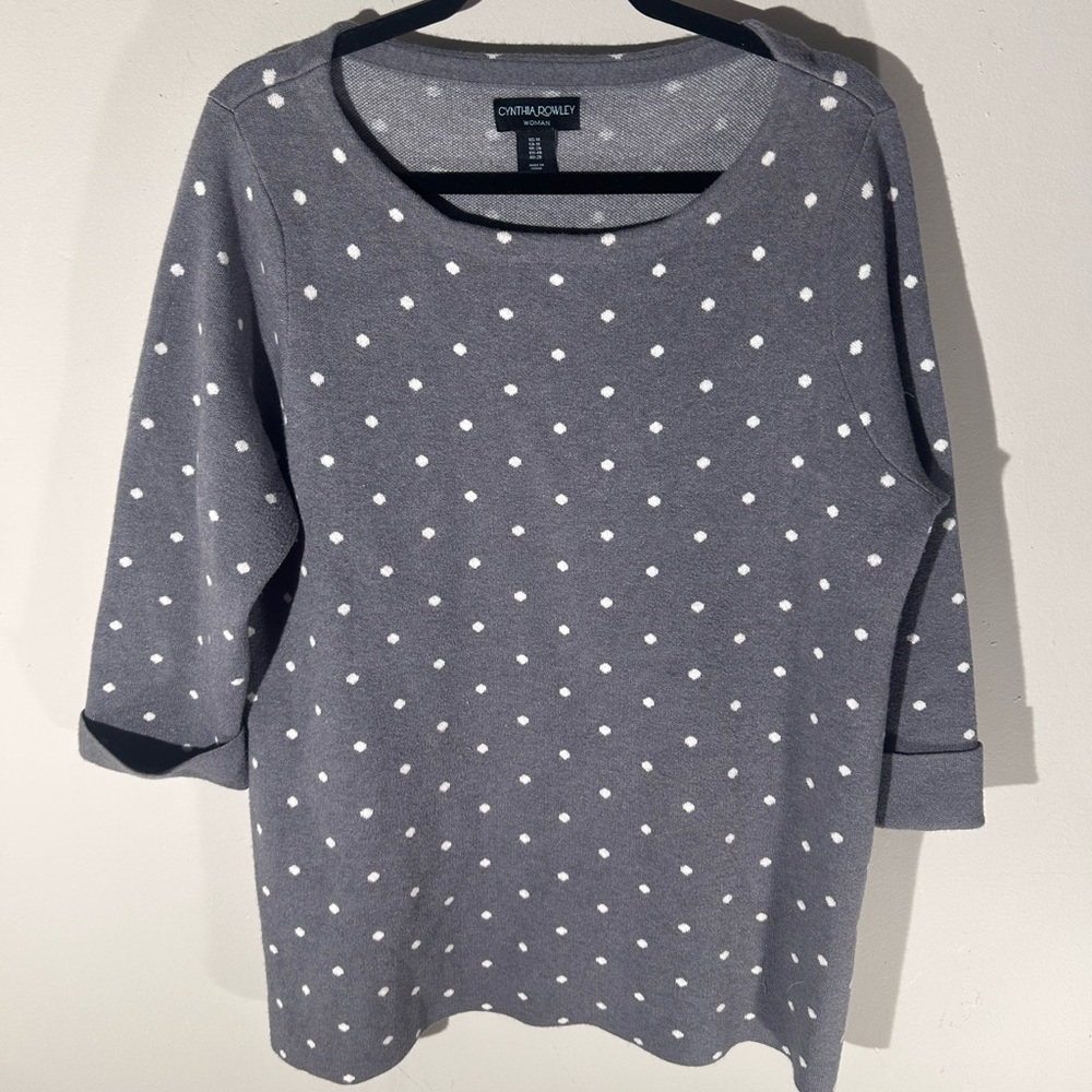 Cynthia  Rowley 1x cottagecore Gray Polka Dot Women's Top